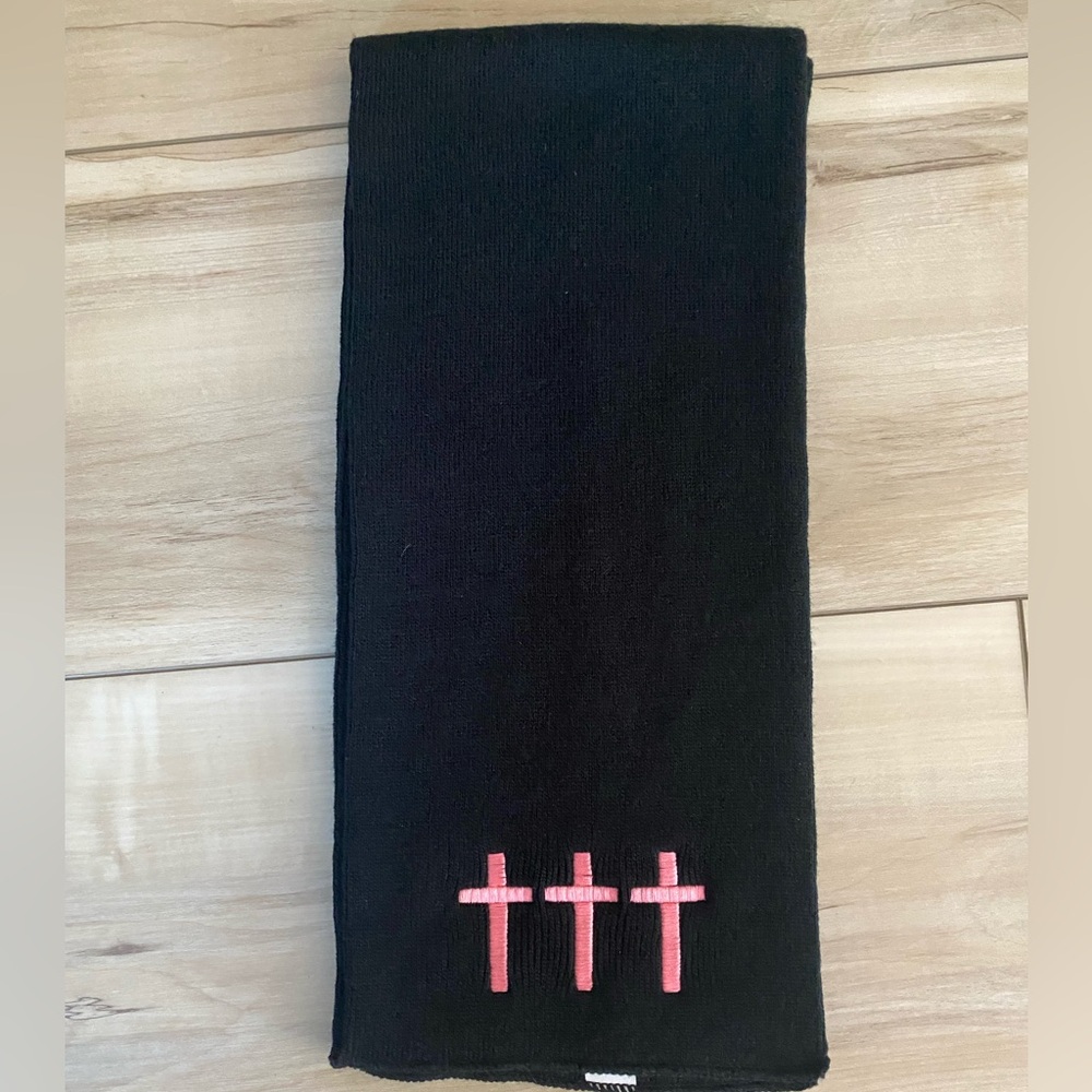 Crosses band merch Black Scarf with Pink Crosses. NWOT